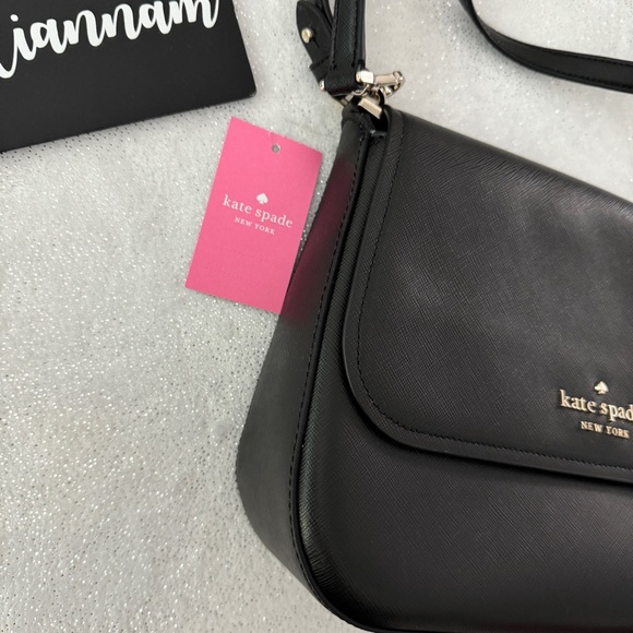 KATE SPADE Black Staci Saffiano Leather Flap Crossbody Bag - Picture 3 of 15
